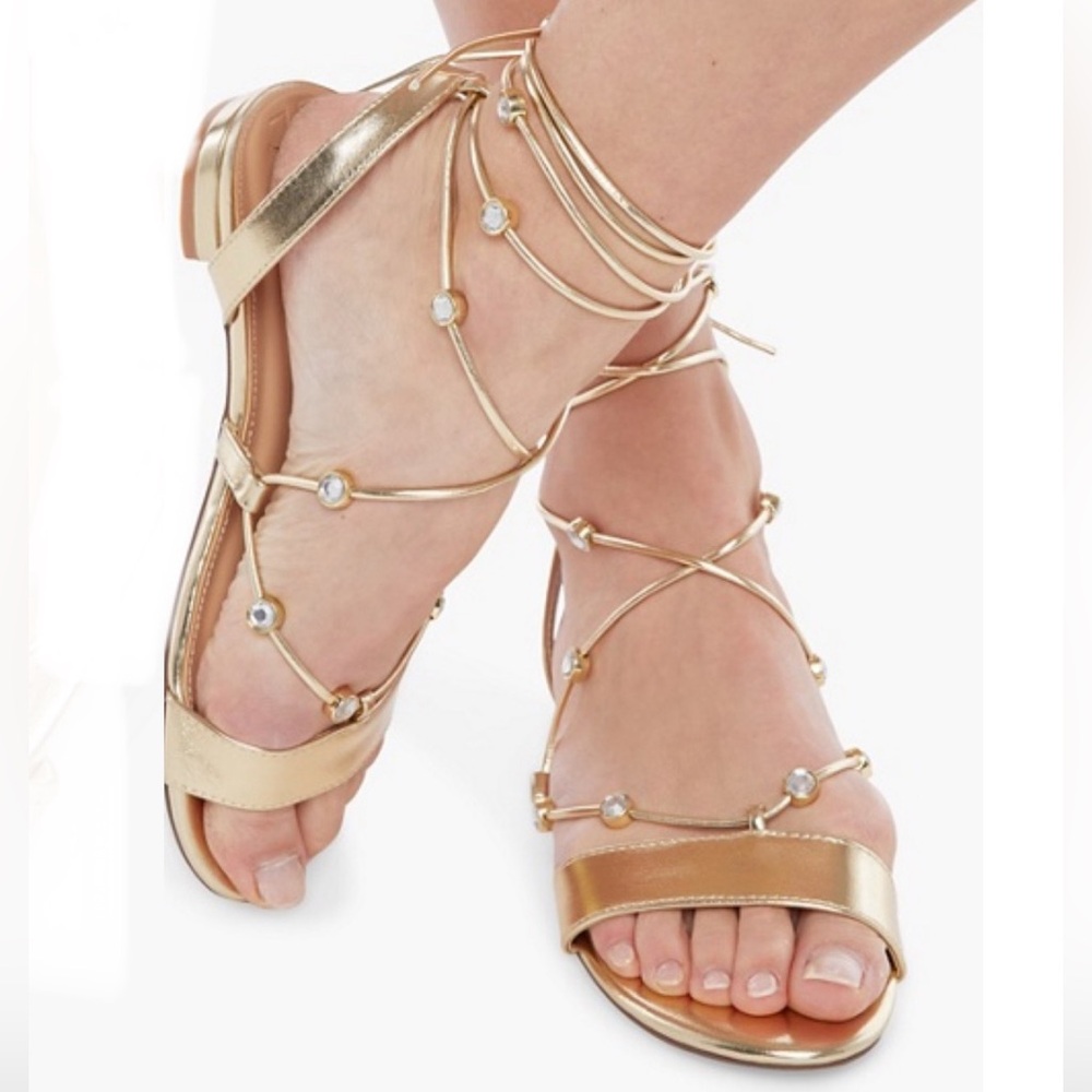 JustFab flat Dune Jeweled String Sandals size 7 NIB